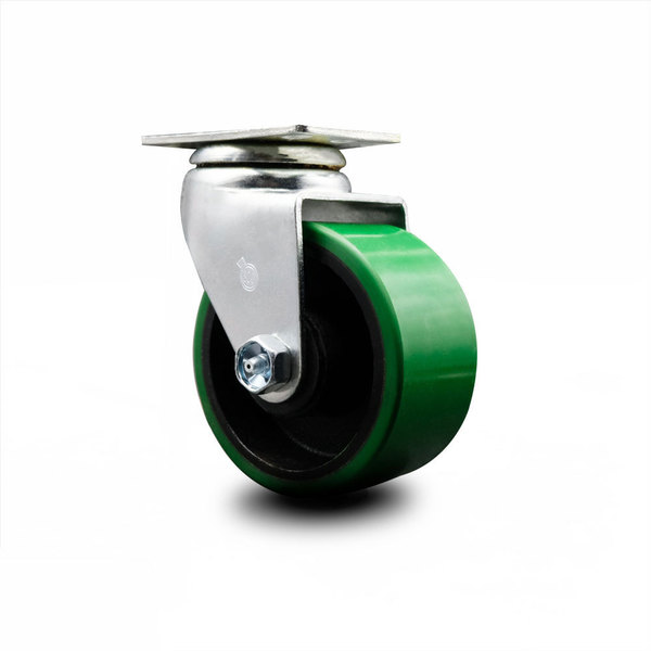 Service Caster 4 Inch Green Poly on Cast Iron Wheel Swivel Caster with Ball Bearing SCC SCC-20S420-PUB-GB